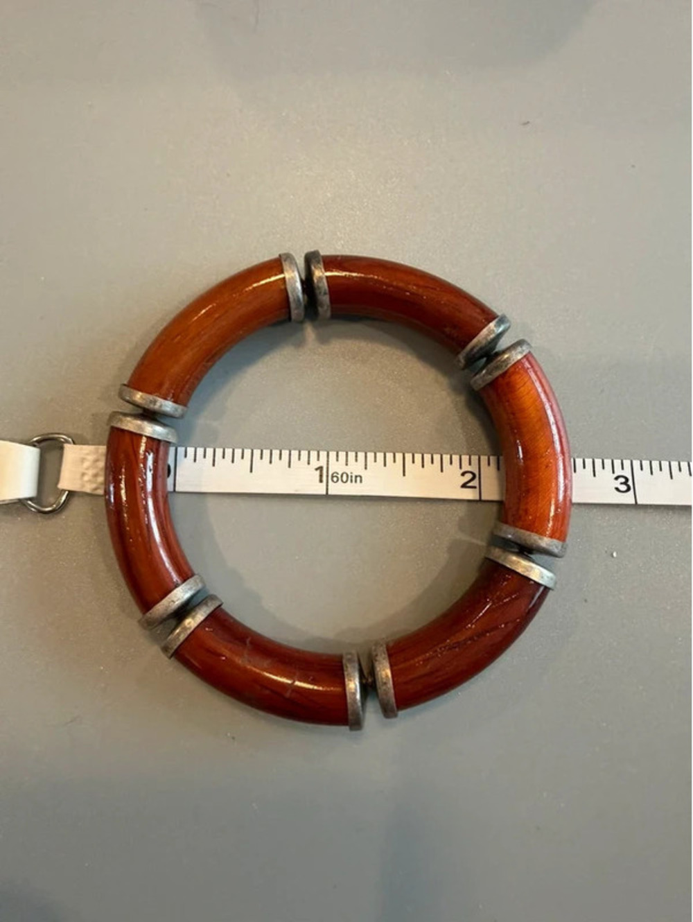 Vintage real wood cuff bangle 70s retro boho natural